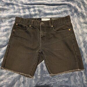 RVCA men's size 32 dark olive green 6" inseam spanky denim cutoff jean shorts